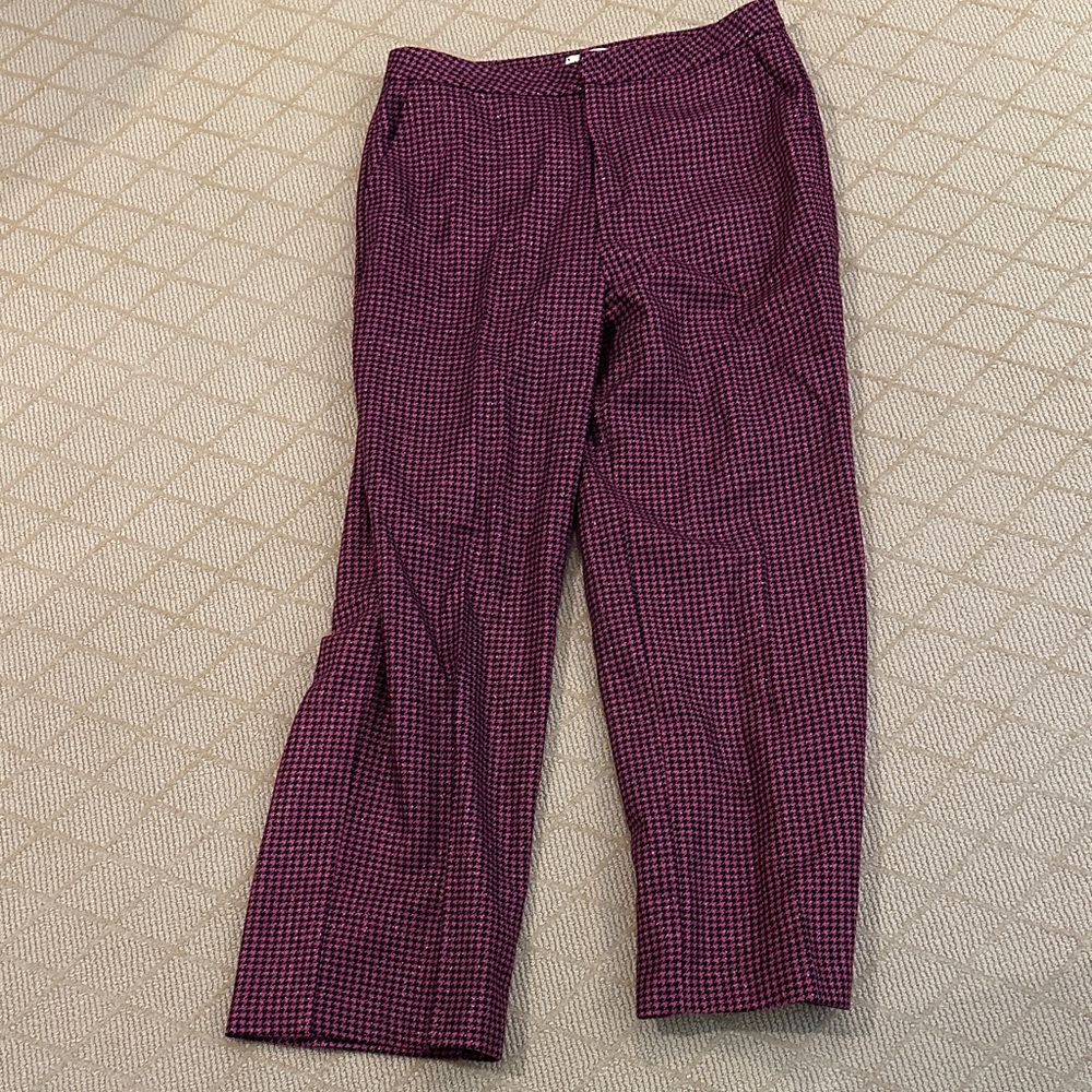 L'AGENCE  Houndstooth Pants - Black and Pink with metallic threads